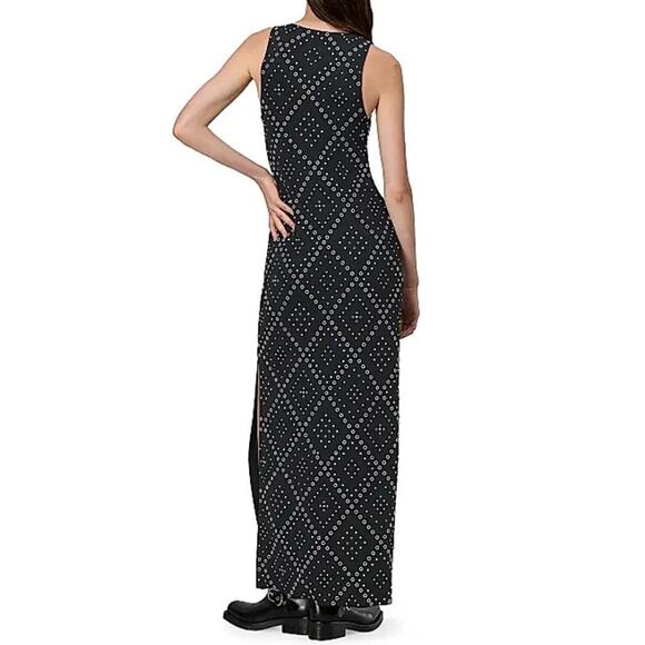 Rag & Bone Priscilla Studded Maxi Dress Black Silver Grommet Scoop Neck M NWT - Picture 2 of 8